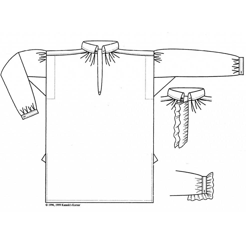 Man's Shirt 1750 - 1800, English Style Pattern - Click Image to Close