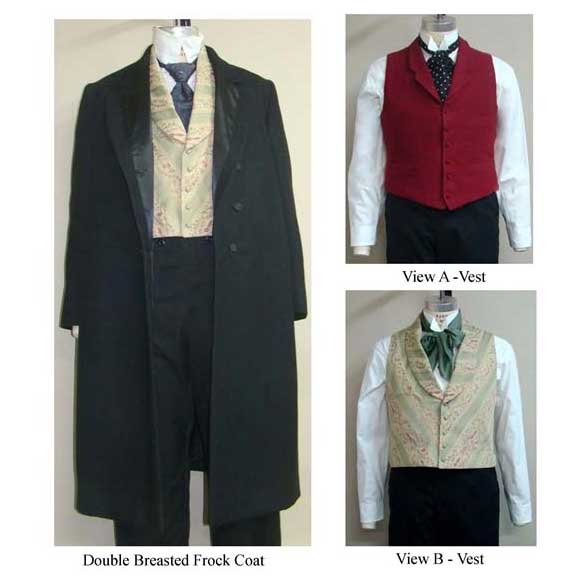 Single & Double Breasted Frock Coats with Two Vests 1850-1915