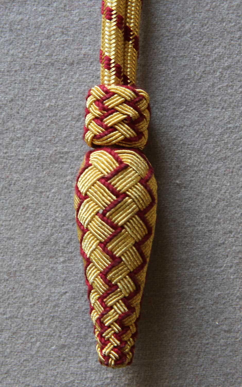 Gold & Crimson Cord & Acorn Knot