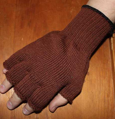 Gloves, 100% Wool, Fingerless, Short