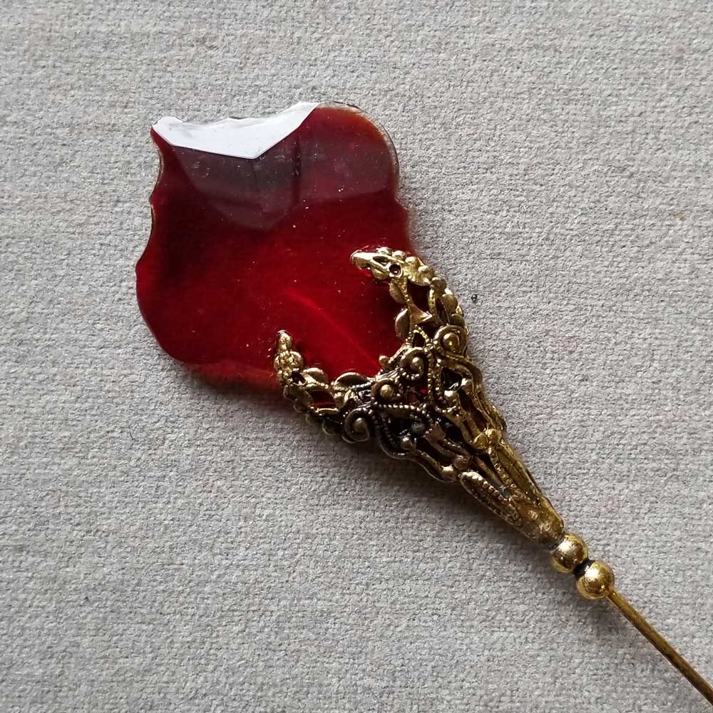 Hat Pin, Large Ruby Crystal - Click Image to Close
