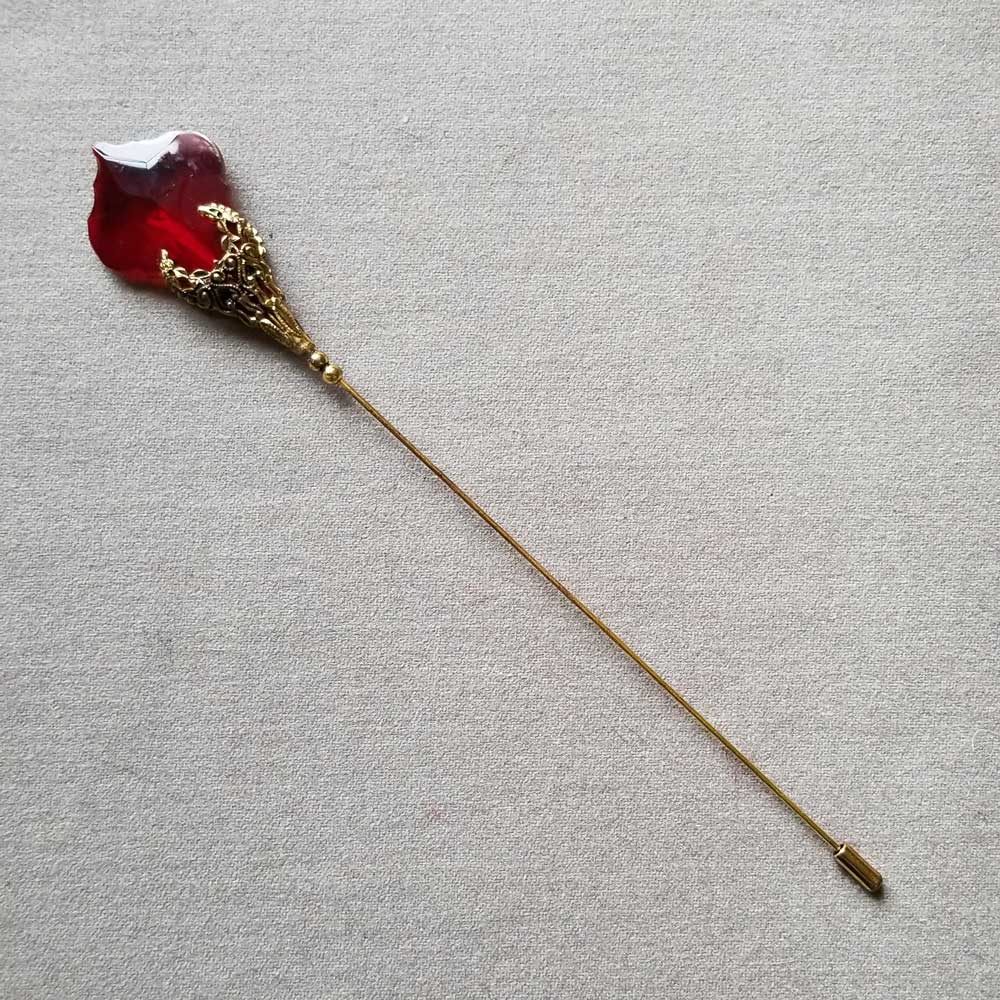 Hat Pin, Large Ruby Crystal