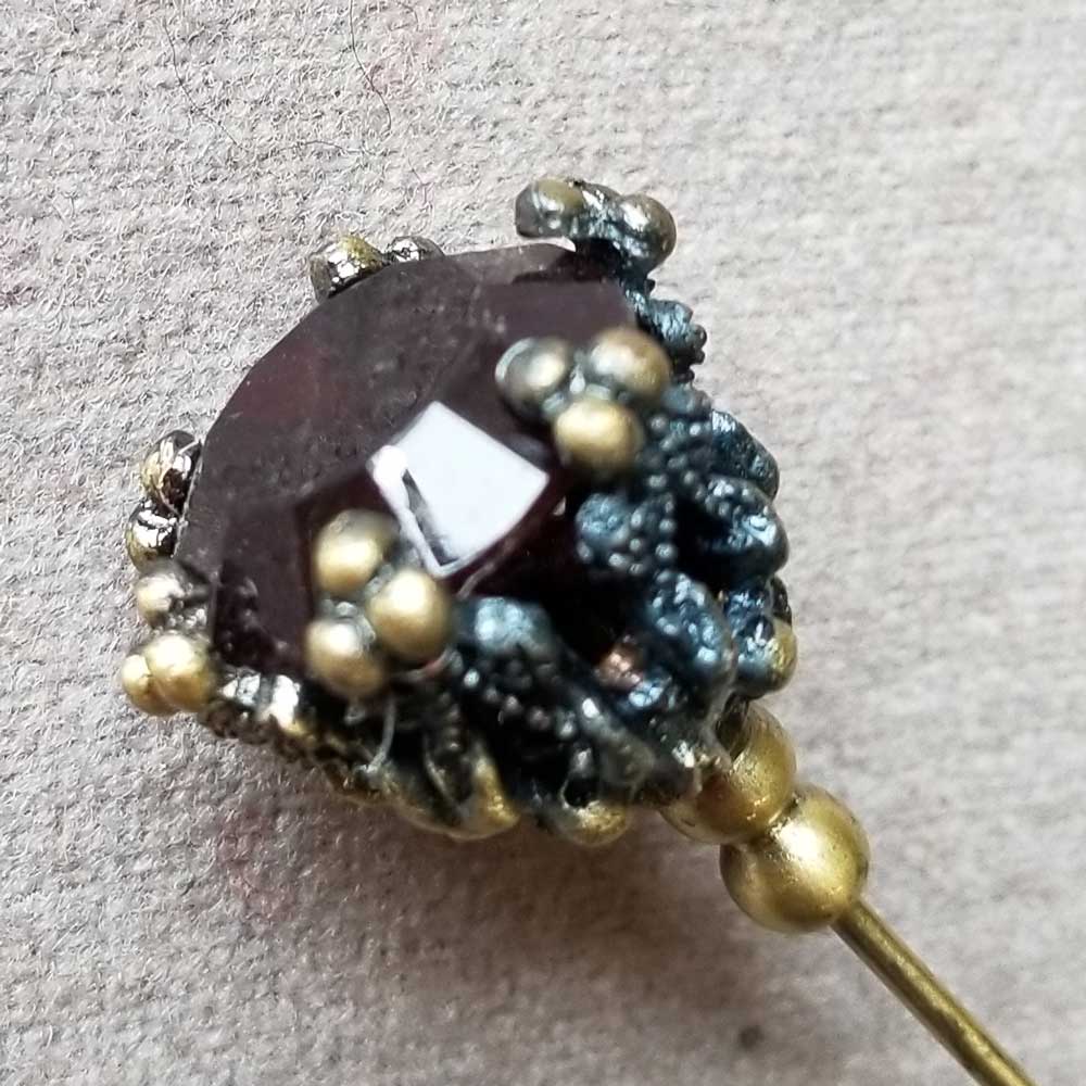 Hat Pin, Round Ruby Crystal